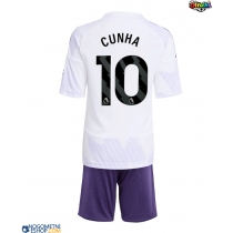 Otroški Nogometni dresi Manchester United Matheus Cunha #10 Gostujoči 2025-26 Kratek Rokav (+ Kratke hlače)